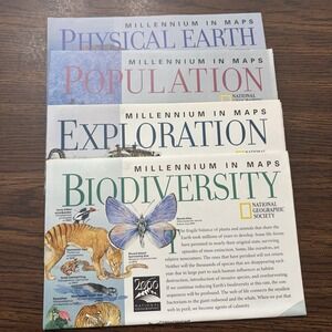 National Geographic The Millennium In Maps Complete Set Of 4 Physical Earth